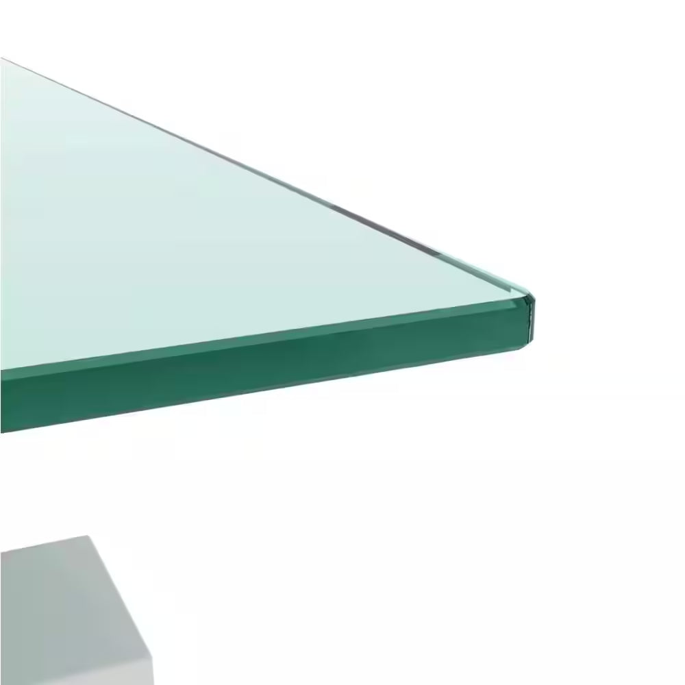Rectangular Coffee Table/Tea Table, Metal Frame, 2-Tier Tempered Glass Shelves, for Living Room, , Waiting Room, White