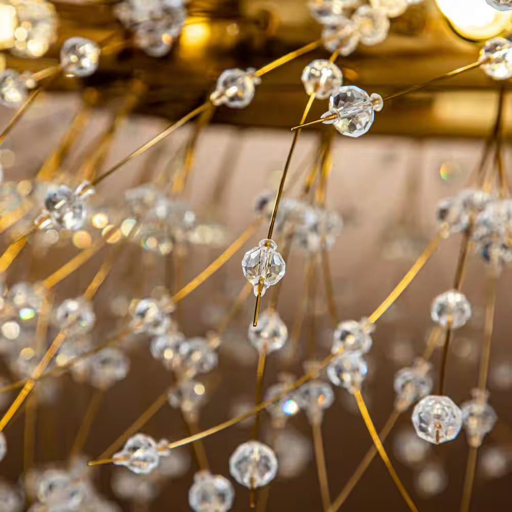 31.5 In. 8-Light Modern Glam Interior Antique Bronze Gold Firework Crystal Chandelier for Living Room and Dining Room
