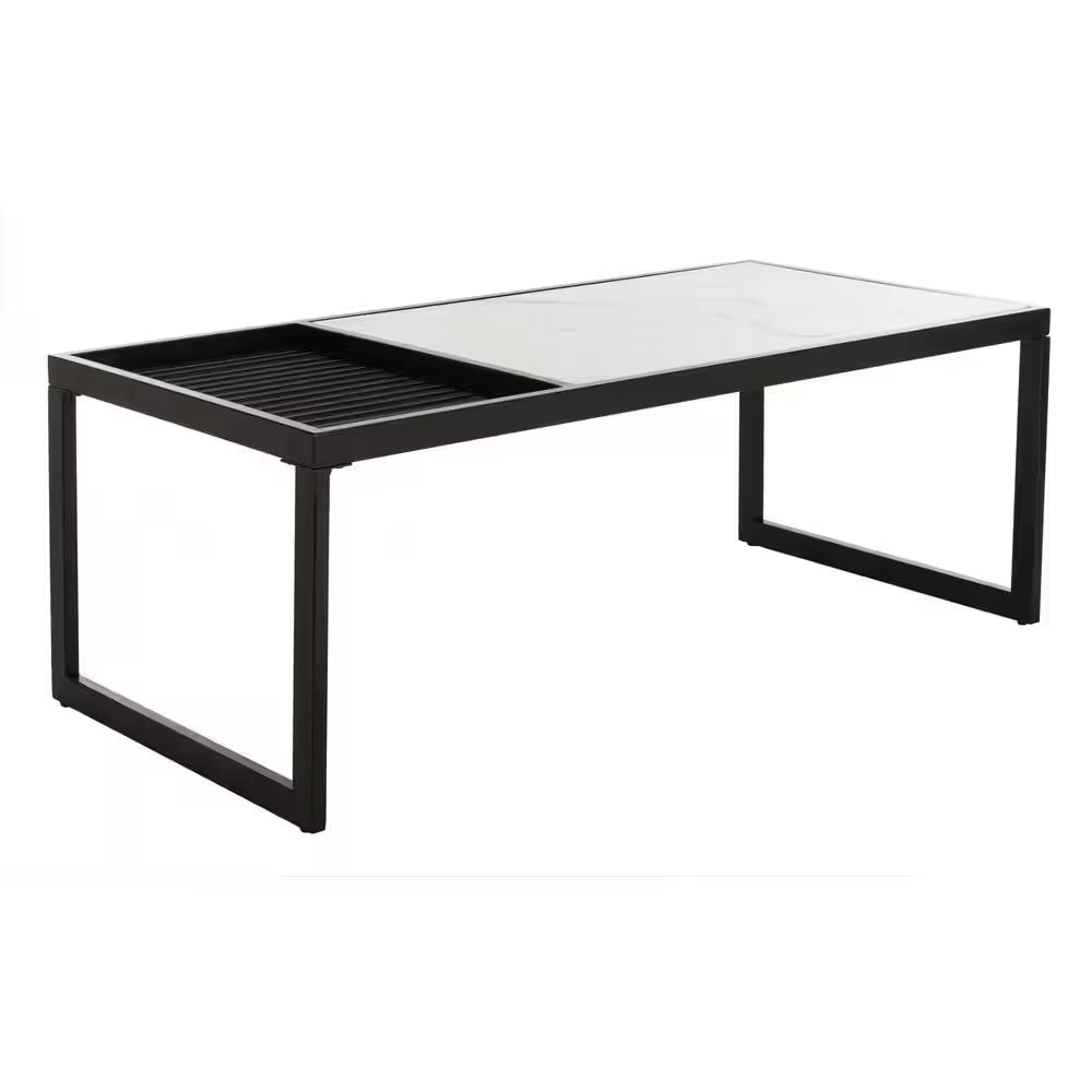 Zuri 48 In. White/Black Marble Coffee Table