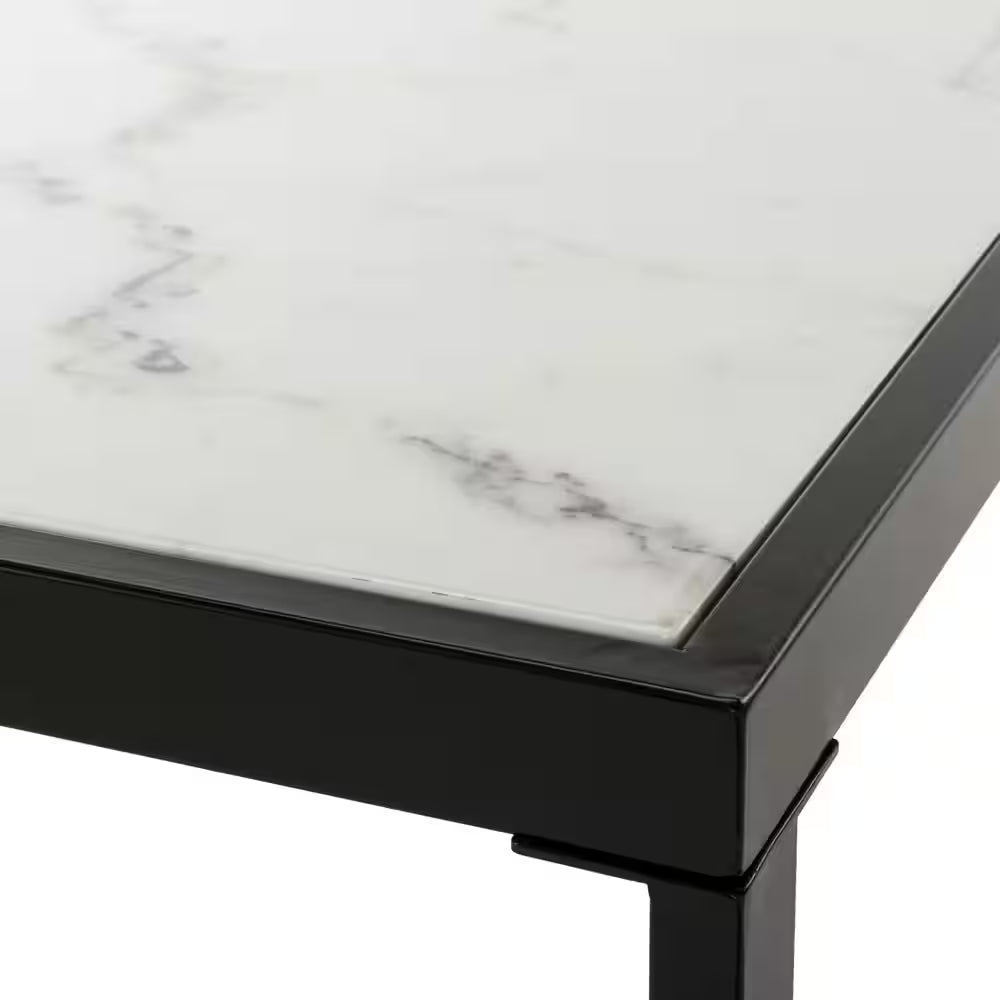 Zuri 48 In. White/Black Marble Coffee Table