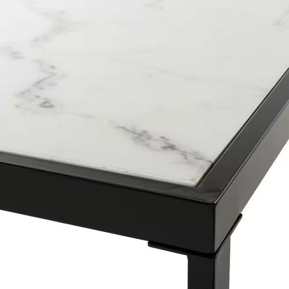 Zuri 48 In. White/Black Marble Coffee Table