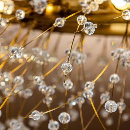 31.5 In. 8-Light Modern Glam Interior Antique Bronze Gold Firework Crystal Chandelier for Living Room and Dining Room
