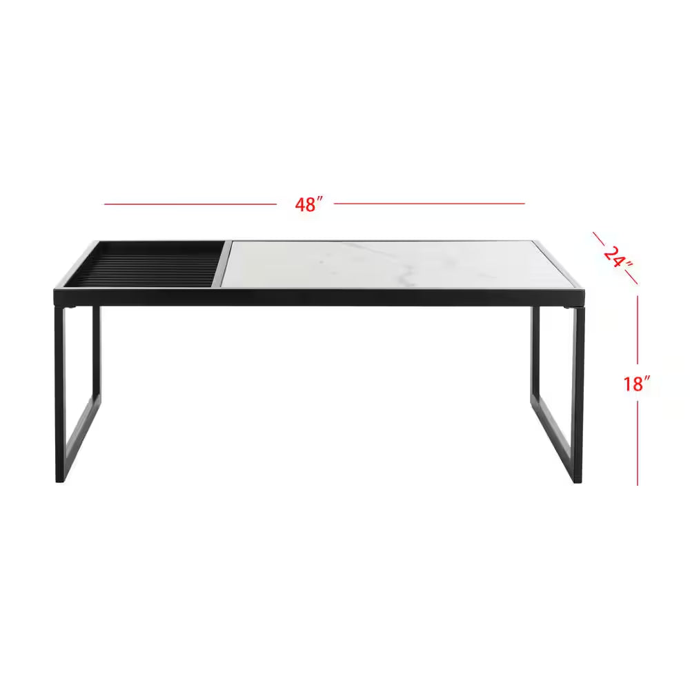 Zuri 48 In. White/Black Marble Coffee Table