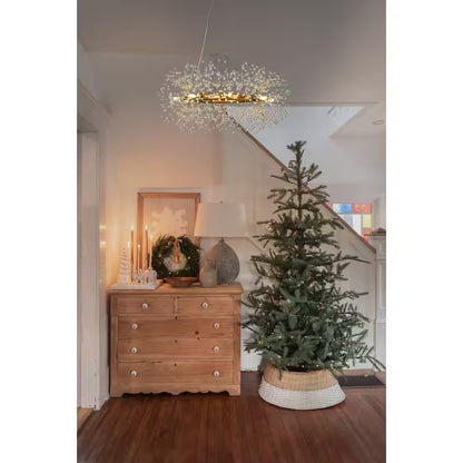 31.5 In. 8-Light Modern Glam Interior Antique Bronze Gold Firework Crystal Chandelier for Living Room and Dining Room