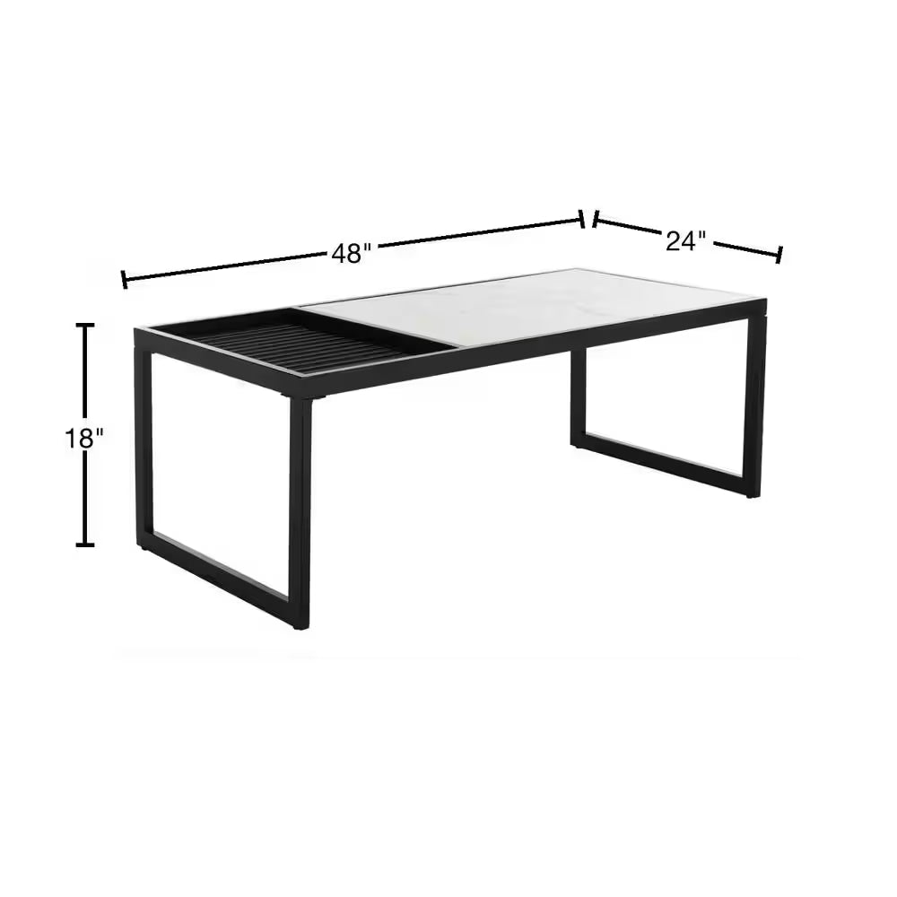 Zuri 48 In. White/Black Marble Coffee Table