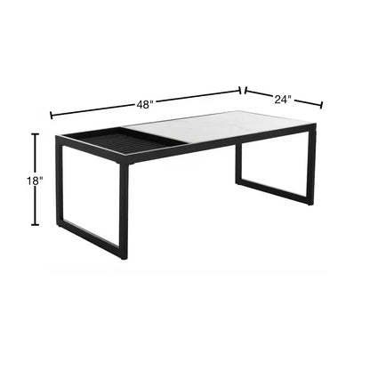 Zuri 48 In. White/Black Marble Coffee Table