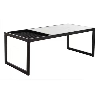 Zuri 48 In. White/Black Marble Coffee Table