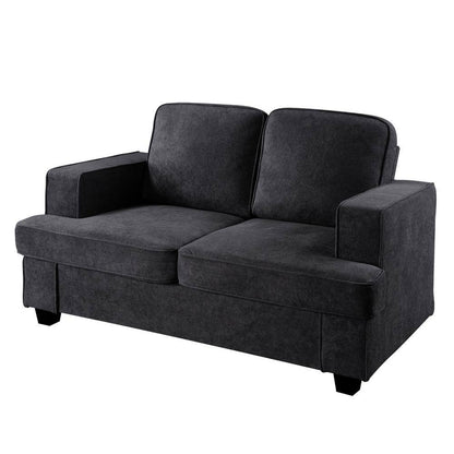 Beauti 61 In. Wide Square Arm Velvet Modern Rectangle 2-Seat Loveseat in Black