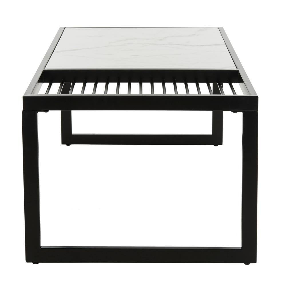Zuri 48 In. White/Black Marble Coffee Table