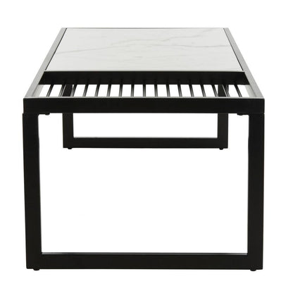 Zuri 48 In. White/Black Marble Coffee Table