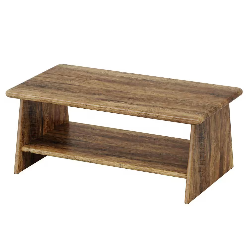 Allan 47.2 In. Brown Rectangle Engineered Wood Coffee Table with Storage Shelf