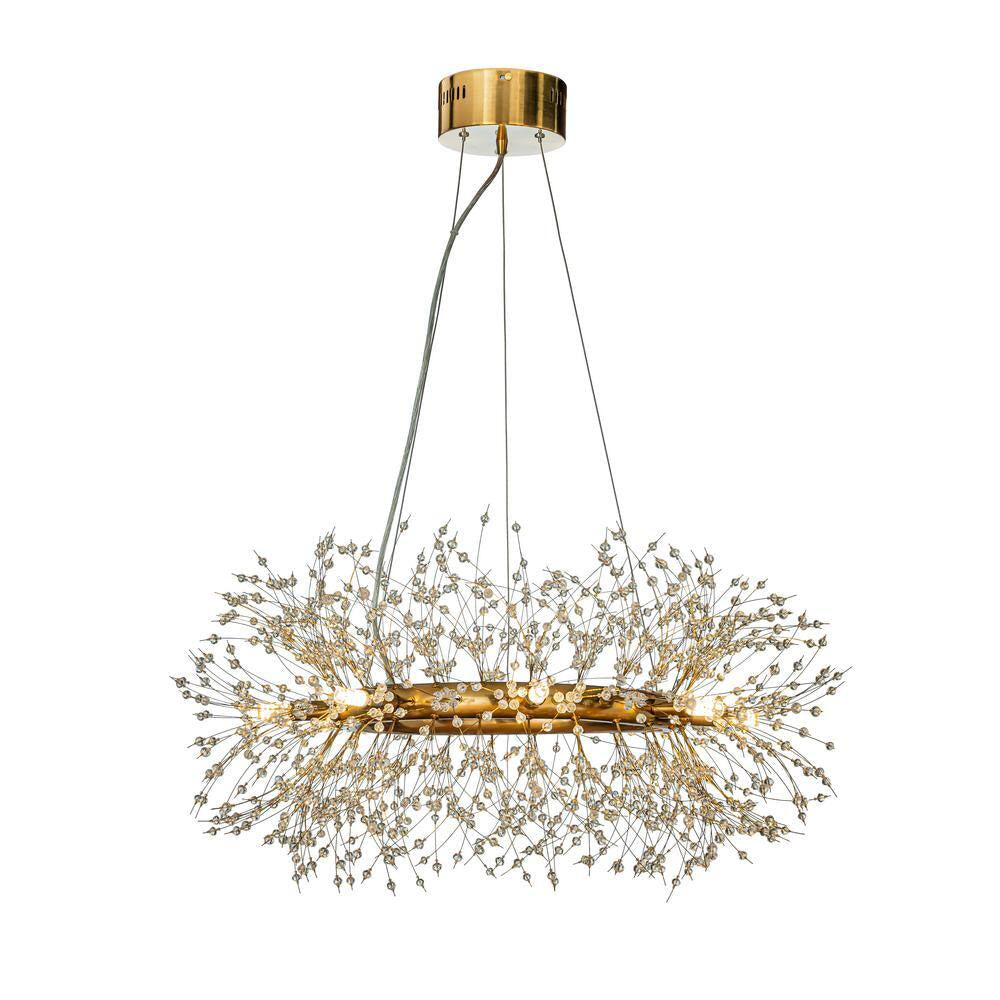 31.5 In. 8-Light Modern Glam Interior Antique Bronze Gold Firework Crystal Chandelier for Living Room and Dining Room