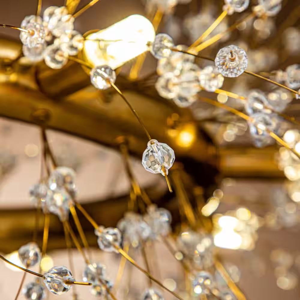 31.5 In. 8-Light Modern Glam Interior Antique Bronze Gold Firework Crystal Chandelier for Living Room and Dining Room