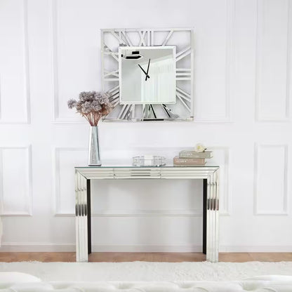 Jeni Silver Analog Mirrored Frame Sparkly Diamond Wall Clock
