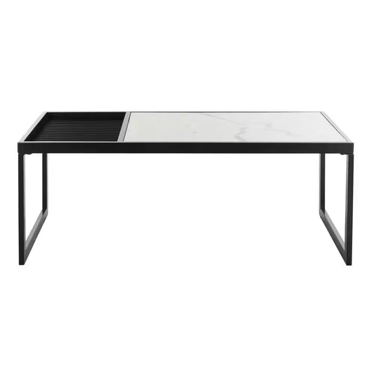 Zuri 48 In. White/Black Marble Coffee Table